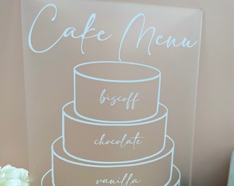 Customised Cake Menu Wedding Sign / Wedding Decor /  Personalised Cake Flavours Sign for Weddings or Events