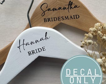 Personalised Wedding Hanger Decals: Bridal Party Gifts (Decal Only)