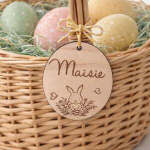Personalised Wooden Easter Gift Tag: Bunny Design, Reusable Label image 2