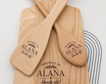 Personalised University Starter Gift Set | Engraved Chopping Board & Wooden Utensils | Leaving Home Gift | Student Kitchen Essentials