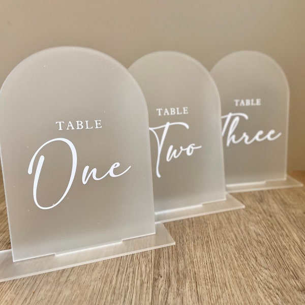 Arched Table Numbers / Table Number Signs / Table Names / Modern Calligraphy /  Table Decorations / Personalised