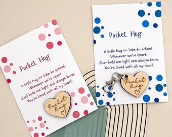 Wooden Pocket Hug Keyring | First Day School Anxiety Comfort Token