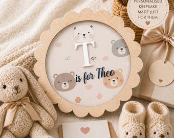 Personalised Wooden Baby Name Plaque | Custom Nursery Keepsake, Baby Shower Gift