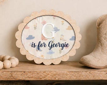 Personalised Western Wooden Name Sign, Cowboy Cowgirl Nursery Decor, Baby Initial Plaque