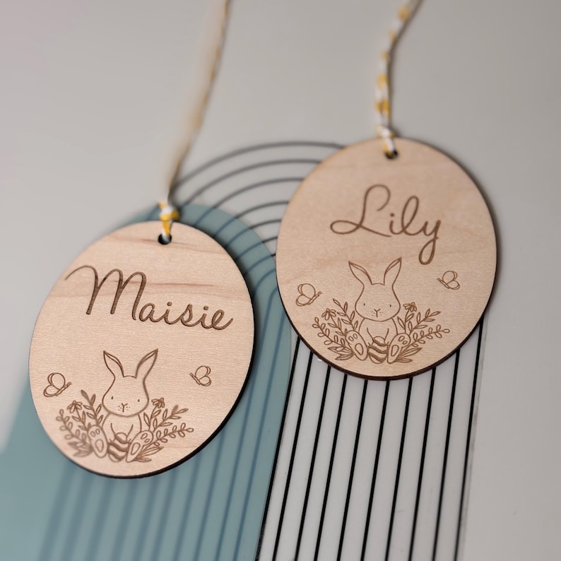 Personalised Wooden Easter Gift Tag: Bunny Design, Reusable Label image 1