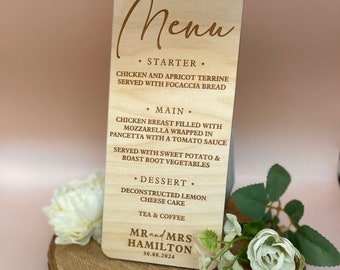 Personalised Wedding Menu / Wedding Breakfast Menu  / Table Decoration / Rustic Wedding