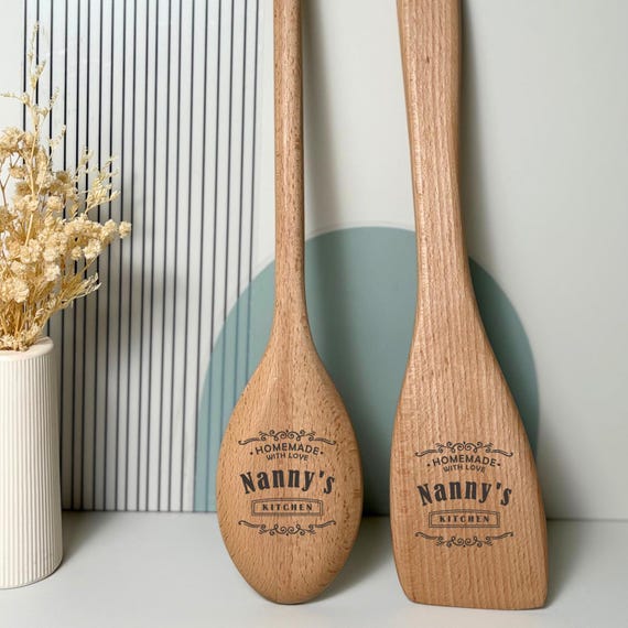Personalised Wooden Spoon & Spatula Set: Kitchen Decor Gift