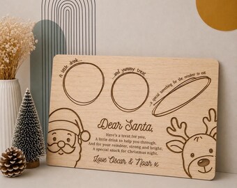 Personalised Wooden Santa Tray | Christmas Eve Treat Board, Reindeer Snack Tradition
