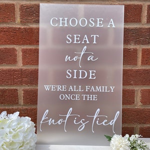 Wedding Seating Sign - A3 Acrylic Pick A Seat Decoration / Choose A Seat, Not A Sign / Wedding Decor / Wedding Signs