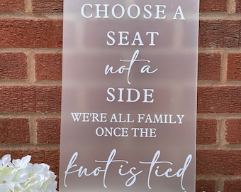 Wedding Seating Sign - A3 Acrylic Pick A Seat Decoration / Choose A Seat, Not A Sign / Wedding Decor / Wedding Signs