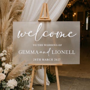 Personalised Modern Wedding Welcome Sign | Frosted Acrylic Entrance Decor (A2 A3)