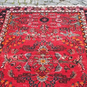 Tappeto vintage Oushak in lana: passatoia tessuta a mano, 7,9 x 4,4 piedi immagine 11