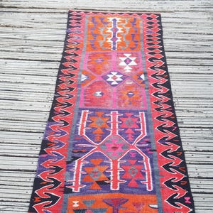 Vintage Rug Turkish Rug Runner Rug Handmade Wool Area Rug for livingroom ( 10.5 x 3 ft) Unique Colorful Turkish Runner Rug Wool Rug 4415 image 8