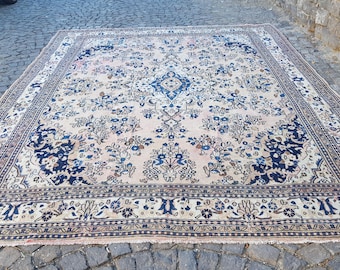 Dywan vintage turecki 13,8 x 10,5 stopy, duży, ręcznie robiony, wełniany, do salonu, perski dywan