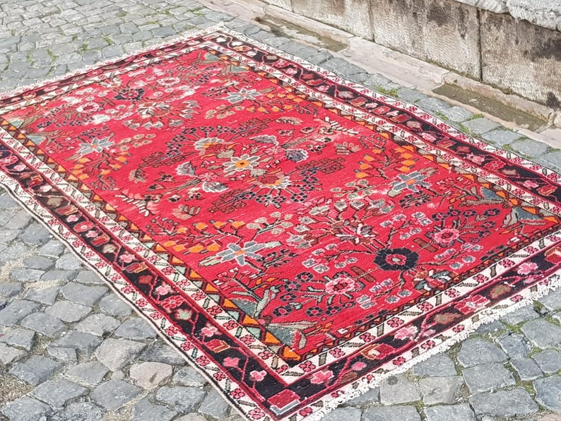 Tappeto vintage Oushak in lana: passatoia tessuta a mano, 7,9 x 4,4 piedi immagine 4