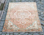 Turkish Rug: Handknotted Vintage Wool - Soft Neutral Colors