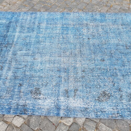 Persian Rug , vintage Blue rug , turkish area rug , stair rug , kitchen floor rug , tribal shops rug , anatolian rug 7.2 x 4.9 Feet R235