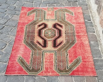 4.3 x 2.9 ft Nursery Rug , Handmade Wool Rug , Turkish Rug for bedroom , kitchen entry