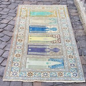 Persian Rug Vintage Persian Runner Rug: Handmade Wool, Faded Colors (6.2 x 2.9 ft)