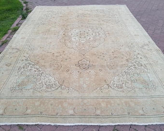 Handmade Wool Rug Vintage Persianİ Rug XXX Large Rug - Organic Handwoven Wool Rug 12.7 x 9.7 ft Vintage Turkish Rug - Vintage Large Rug Pile