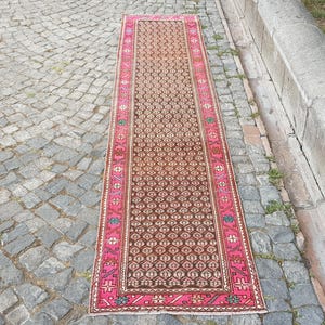 Persian rug Turkish Rug Vintage Colorful  Rug Runner -9.7 x 2.1 ft- Vintage RugOld Handmade Turkish Runner Rug