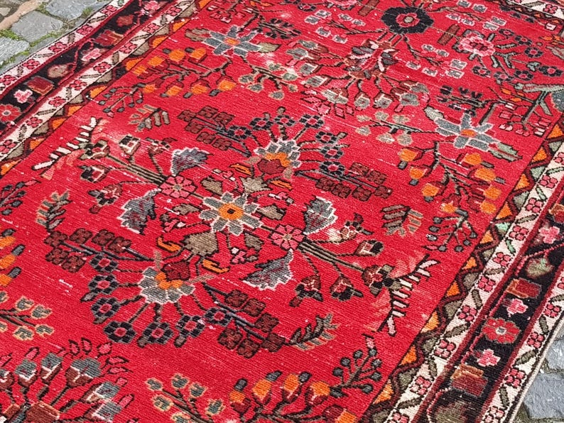 Tappeto vintage Oushak in lana: passatoia tessuta a mano, 7,9 x 4,4 piedi immagine 14