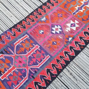 Vintage Rug Turkish Rug Runner Rug Handmade Wool Area Rug for livingroom ( 10.5 x 3 ft) Unique Colorful Turkish Runner Rug Wool Rug 4415 image 11