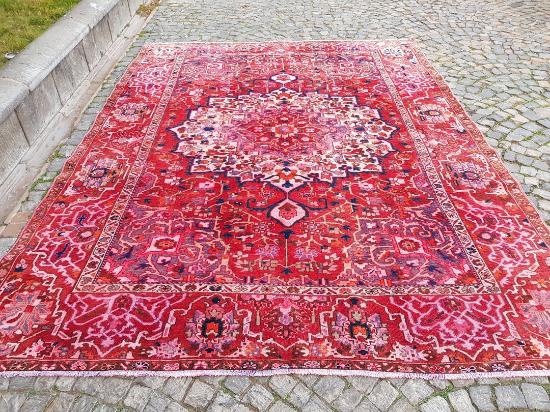 Vintage Handmade Persian Rug Large Rug Oriental Rug Handwoven Wool Rug