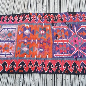 Vintage Rug Turkish Rug Runner Rug Handmade Wool Area Rug for livingroom ( 10.5 x 3 ft) Unique Colorful Turkish Runner Rug Wool Rug 4415 image 4