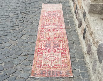Persian rug Turkish Rug Animal Pattern Rug -Rug - antique rug , vintage rug , 10.5 x 2 ft  bedroom rug , rug,  primitive rug , 2302