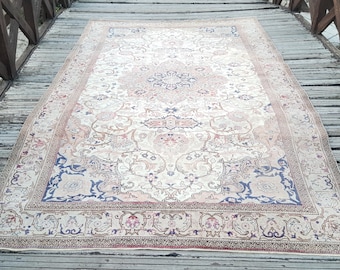 Kayseri Vintage Rug Vintage Turkish Rug - Handwoven Wool and Cotton Blend  ( 9.8 x 6.4 feet ) Persianİ Rug Organic Wool Rug - Vintage rug -