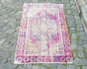 Vintage Teppichläufer: Handgeknüpfter Boho-Stil, 12x7 cm