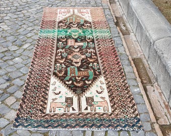 Persian rug - Oriental unique pattern  Rug - Turkish Rug  Large Rug, 8.6 x 3.4 ft Vintage Rug Handmade RugRug, Vintage Persian Rug