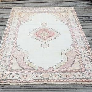 Vintage Silk Rug - Orginal Silk Rug Vintage Rug Handwoven Silk Rug 7.2 x 4.7 ft Vintage Rug - Oriental Rug - Floor Rug - Decorative Rug E 1