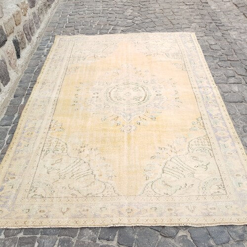 Turkish Rug - 9.3 shops x 5.9ft- Vintage Rug - Runner Rug - Area Rug - Oushak Rug - Kilim Rug - Large - Medium- Copper Color Rug NO:c3727 Persian