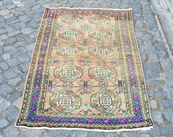 Persian rug Turkish Rug Vintage Rug  5.4 x 3.2  ft. Turkish Rug  Vintage Oriental Floor Handmade Rug  Floral Rug