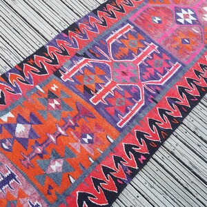 Vintage Rug Turkish Rug Runner Rug Handmade Wool Area Rug for livingroom ( 10.5 x 3 ft) Unique Colorful Turkish Runner Rug Wool Rug 4415 image 17