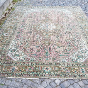 Persian Rug Handwoven  - Rug - Vintage Handmade Runner Rug  10.7 x 8 feet   1794 Vintage Handwoven  Rug Original Handwoven Wool  Runner