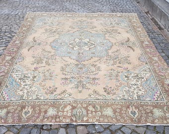 Persian Rug - Turkish Rug - Handmade Rug for living room bedroom 12.3 x 9 ft - 1402 Vintage Handwoven Rug Star Tribal Wool Woven Floor Rug