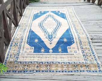Handknotted Wool Rug  Vintage Anatolian Design, 10.5 x 5.9 ft Vintage Rug - Vintage Large Rug  Handmade Wool Rug Pastel Rug Pile Rug E 3