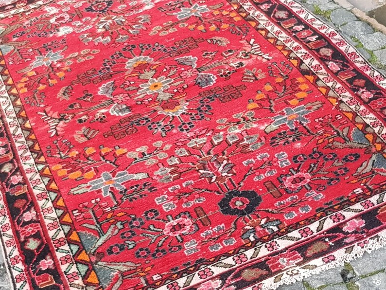 Tappeto vintage Oushak in lana: passatoia tessuta a mano, 7,9 x 4,4 piedi immagine 18