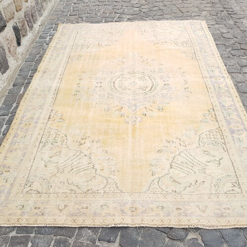 Turkish Rug - 9.3 shops x 5.9ft- Vintage Rug - Runner Rug - Area Rug - Oushak Rug - Kilim Rug - Large - Medium- Copper Color Rug NO:c3727 Persian