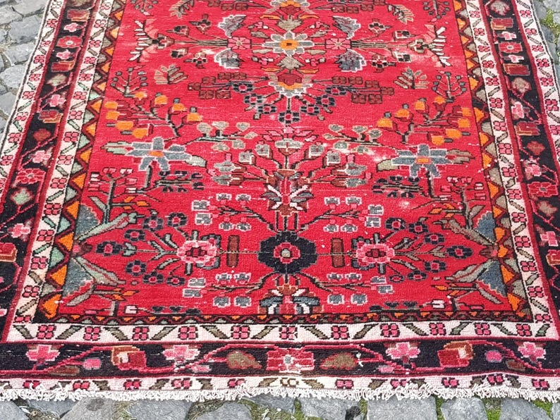 Tappeto vintage Oushak in lana: passatoia tessuta a mano, 7,9 x 4,4 piedi immagine 5