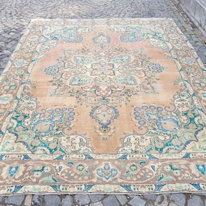 Persian Rug Vintage Handwoven Persian Rug: 11 x 8.1 ft. Wool Kitchen Rug