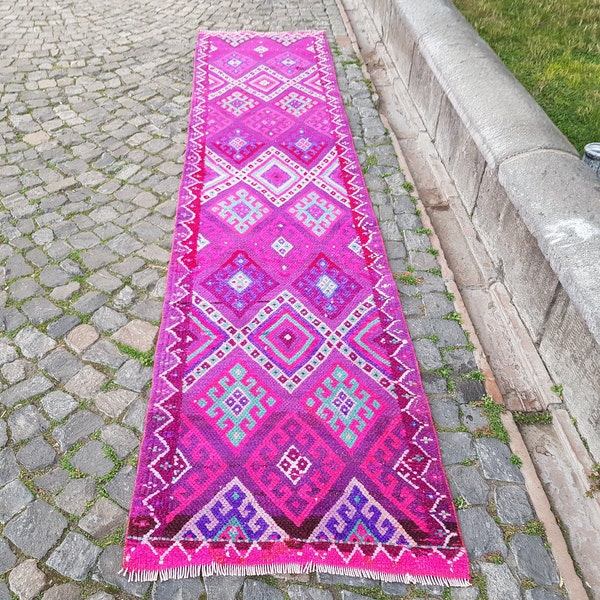Turkish Rug - rug , Handmade  Rug , rug , Large rug , kitchen floor rug , tribal rug , anatolian rug 11 x 3 feet no: E 5785 Turkish Rug