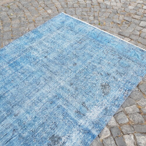 Persian Rug , vintage Blue rug , turkish area rug , stair rug , kitchen floor rug , tribal shops rug , anatolian rug 7.2 x 4.9 Feet R235