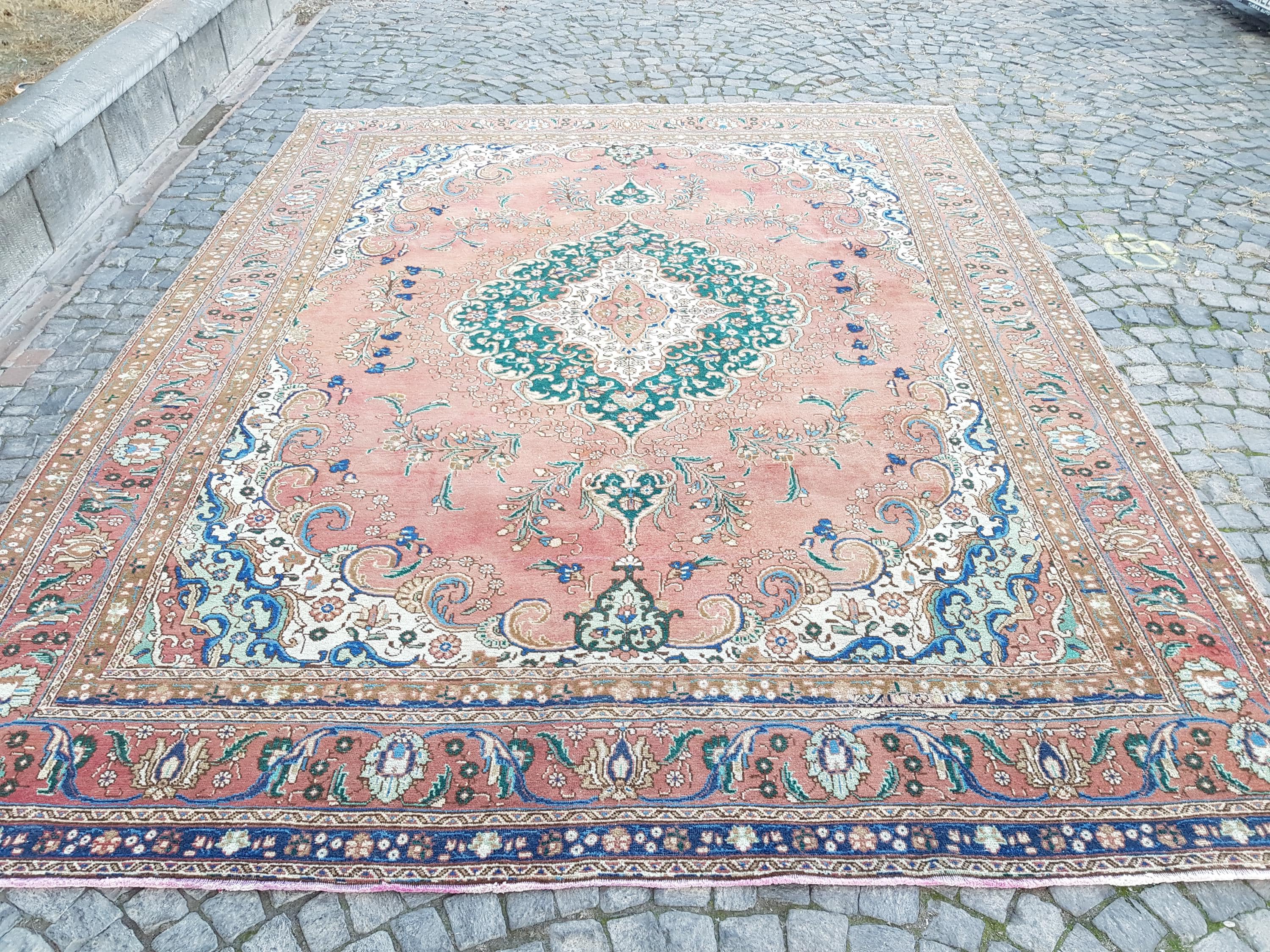 80.5×132\"Capricious” ViNTAGE TURKiSH RUG Tabriz Persian Rug Turquoise 80 x 54 cm