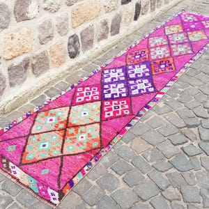 Turkish Rug - Handmade Rug -  11.8 x 2.5  ft Rug, Rug, Vintage Rug, Oushak Rug, Handmade Rug, 2268 Bathroom Rug Woven Wool Rug