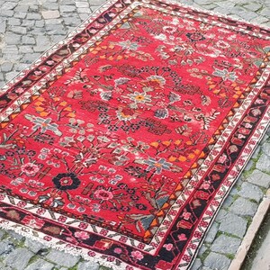 Tappeto vintage Oushak in lana: passatoia tessuta a mano, 7,9 x 4,4 piedi immagine 2