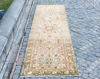 Vintage Handknotted Rug Runner: Turkish Wool, 10x3 Feet